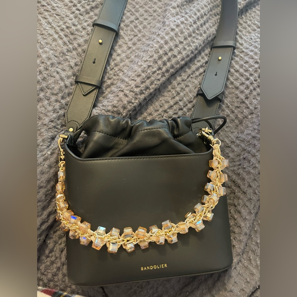 Bandolier “Celeste” bag with crystal wristlet